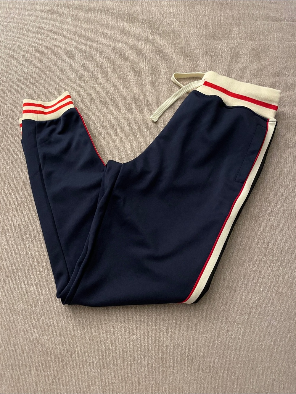 Judith March Navy Track Joggers with Red and Cream Stripes